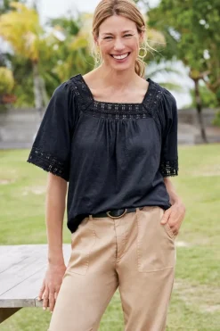 Soft Surroundings Tops-Brianna Crochet Knit Tee