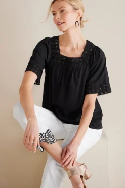 Soft Surroundings Tops-Brianna Crochet Knit Tee