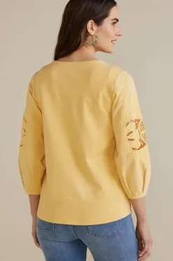 Soft Surroundings Tops-Charmaine Embroidered French Terry Top