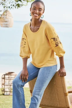 Soft Surroundings Tops-Charmaine Embroidered French Terry Top