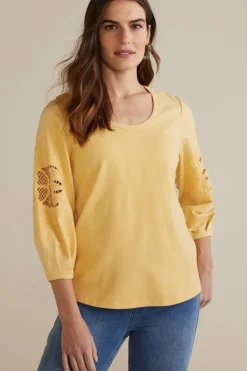 Soft Surroundings Tops-Charmaine Embroidered French Terry Top