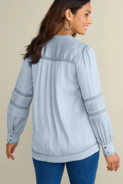 Soft Surroundings Tops-Connie Lace Trim Crepe Top