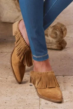 Soft Surroundings Shoes-Dabney Fringe Suede Mules