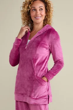 Soft Surroundings Tops-Dixie Velour Zip Hoodie Tunic