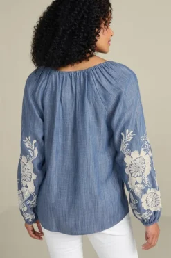 Soft Surroundings Tops-Diya Embroidered Tencel™ Peasant Top