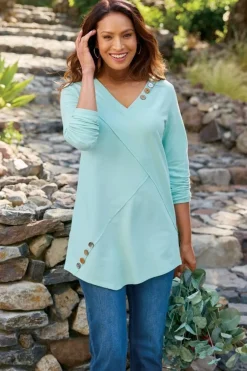 Soft Surroundings Tops-Dove French Terry Asymmetrical Tunic