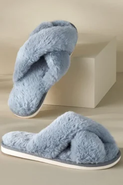 Soft Surroundings Shoes-Dreama Faux Fur Cross Band Slippers