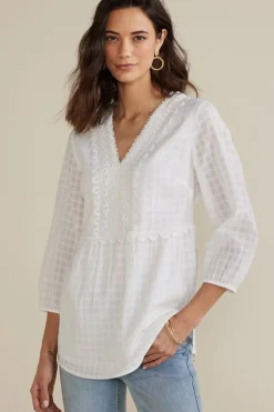Soft Surroundings Tops-Elodie Windowpane Gauze Top