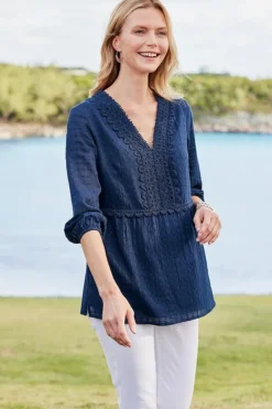 Soft Surroundings Tops-Elodie Windowpane Gauze Top