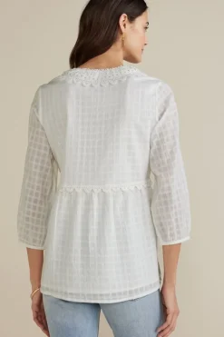 Soft Surroundings Tops-Elodie Windowpane Gauze Top