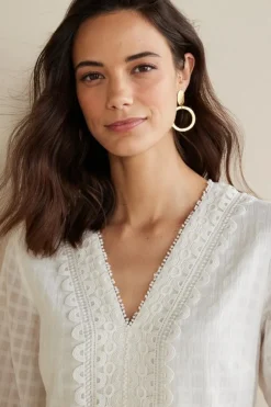 Soft Surroundings Tops-Elodie Windowpane Gauze Top