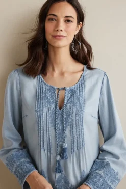 Soft Surroundings Tops-Emily Embroidered Tencel™ Top