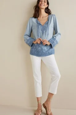 Soft Surroundings Tops-Emily Embroidered Tencel™ Top