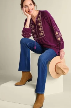 Soft Surroundings Tops-Evelyne Embroidered Velvet Tunic