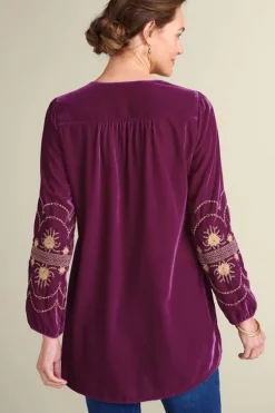 Soft Surroundings Tops-Evelyne Embroidered Velvet Tunic