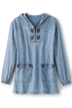 Soft Surroundings Tops-Evie Embroidered Tencel Hoodie