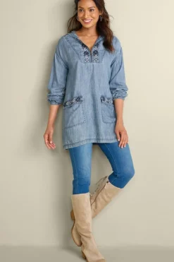 Soft Surroundings Tops-Evie Embroidered Tencel Hoodie