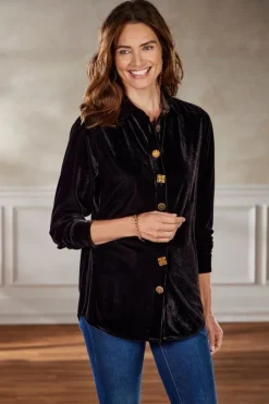 Soft Surroundings Tops-Filigree Velvet Boyfriend Shirt