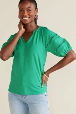 Soft Surroundings Tops-Heidi Supima Puff Sleeve Tee