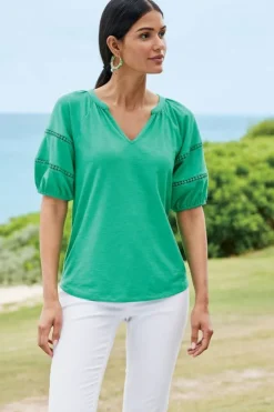 Soft Surroundings Tops-Heidi Supima Puff Sleeve Tee