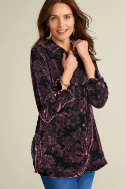Soft Surroundings Tops-Icon Silk Velvet Poets Tunic Shirt