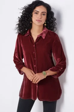 Soft Surroundings Tops-Icon Silk Velvet Poets Tunic Shirt