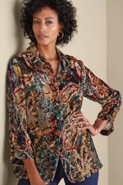 Soft Surroundings Tops-Icon Silk Velvet Poets Tunic Shirt