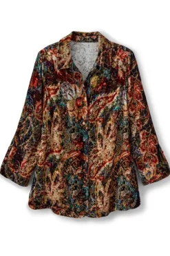 Soft Surroundings Tops-Icon Silk Velvet Poets Tunic Shirt