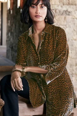 Soft Surroundings Tops-Icon Silk Velvet Poets Tunic Shirt