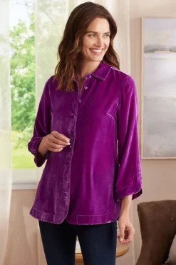 Soft Surroundings Tops-Icon Silk Velvet Poets Tunic Shirt