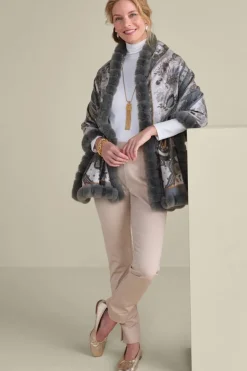 Soft Surroundings Scarves & Wraps-Katya Faux Fur Trim Wrap Scarf