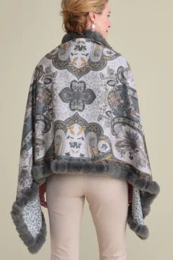 Soft Surroundings Scarves & Wraps-Katya Faux Fur Trim Wrap Scarf