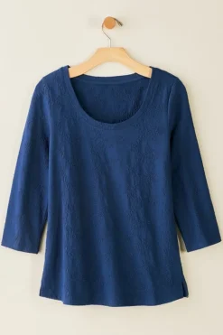 Soft Surroundings Tops-Linnea Embroidered 3/4 Sleeve Tee
