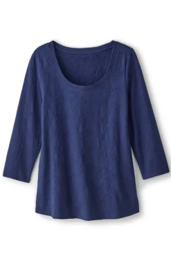 Soft Surroundings Tops-Linnea Embroidered 3/4 Sleeve Tee