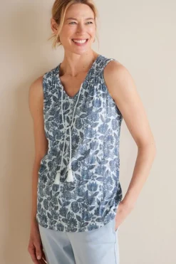 Soft Surroundings Tops-Roxie Printed Pointelle Tank