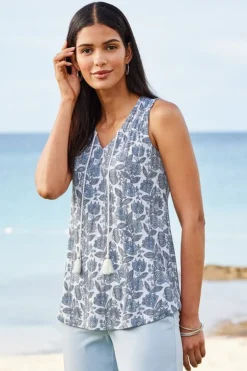 Soft Surroundings Tops-Roxie Printed Pointelle Tank