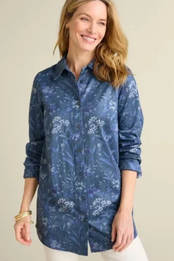 Soft Surroundings Tops-Stretch Faux Suede Boyfriend Tunic Shirt