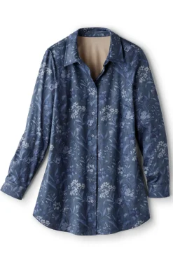 Soft Surroundings Tops-Stretch Faux Suede Boyfriend Tunic Shirt