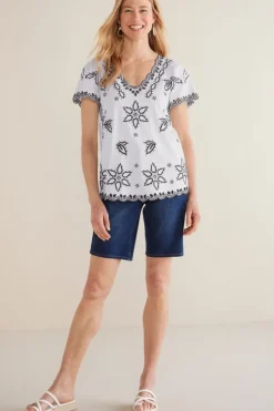 Soft Surroundings Tops-Teres Embroidered Tee