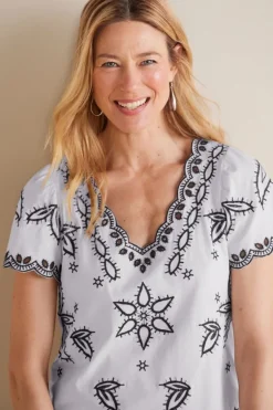 Soft Surroundings Tops-Teres Embroidered Tee