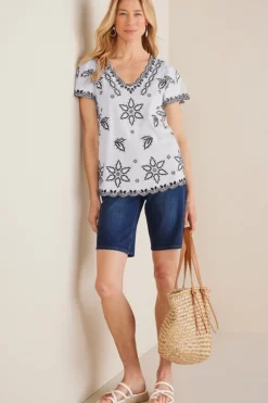 Soft Surroundings Tops-Teres Embroidered Tee