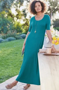 Soft Surroundings Dresses-Textured Short Sleeve Santiago Dress