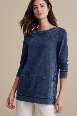Soft Surroundings Tops-Washed Make It Snappy Pullover