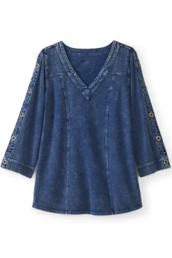 Soft Surroundings Tops|Tunics & Leggings-Wilma Washed Knit Denim Tunic
