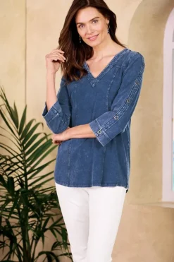 Soft Surroundings Tops|Tunics & Leggings-Wilma Washed Knit Denim Tunic